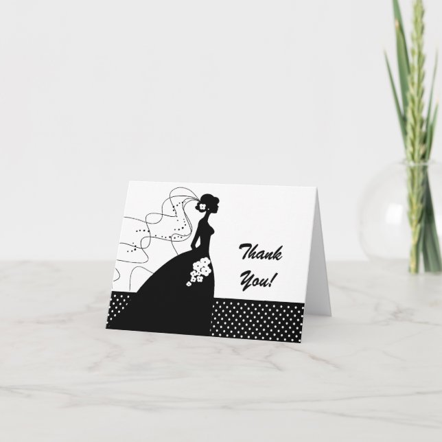Cartão De Agradecimento White Silhouette Bride Thank You Note Card (Frente)