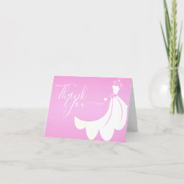 Cartão De Agradecimento White Wedding Dress on Pink |