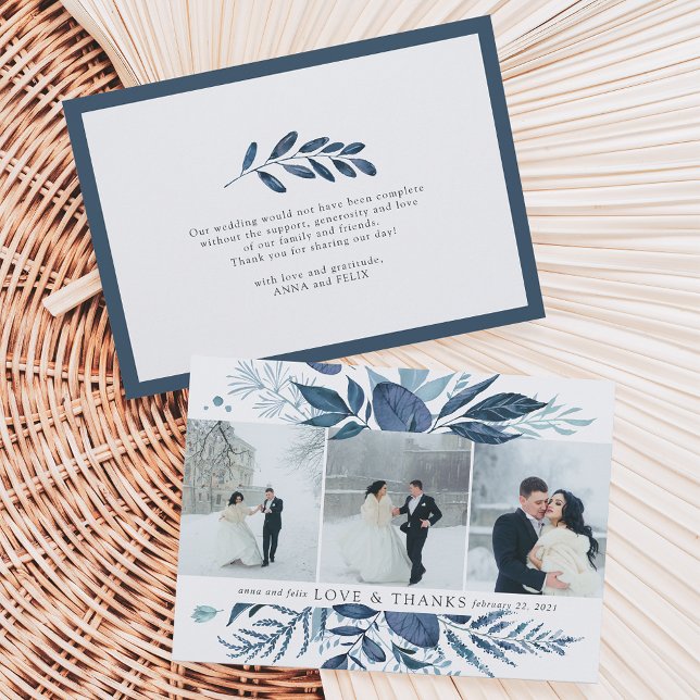 Cartão De Agradecimento Wild Azure | Wedding Photo Flat Thank You Card (Criador carregado)