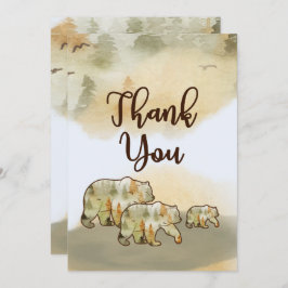Cartão De Agradecimento Wild One Bears Woodland Chá de fraldas Obrigado