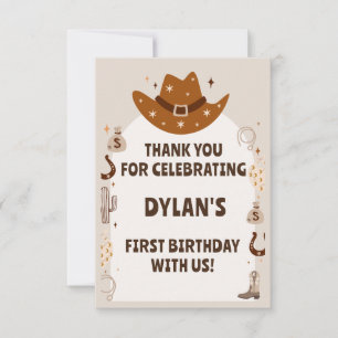 Cartão De Agradecimento Wild One Cowboy Birthday