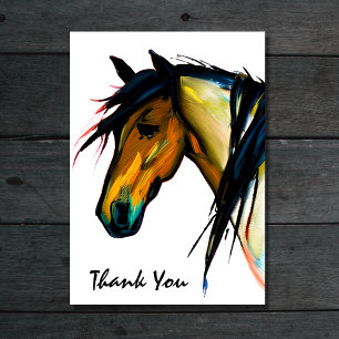 Cartão De Agradecimento Wild Pony Cavalo de Aquarela