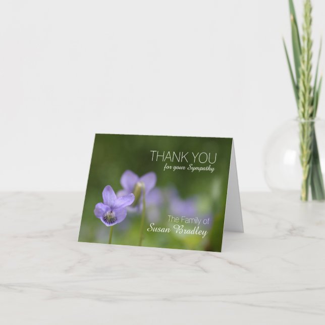Cartão De Agradecimento Wild Violets Sympathy Thank You Note Card (Frente)