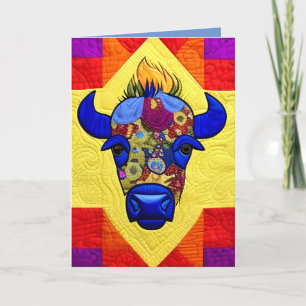 Cartão De Agradecimento Wild West Bison Quilt Like Design