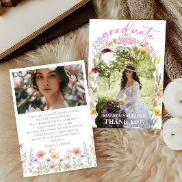 Cartão De Agradecimento Wildflower Bloom Graduation  Party Thank You Card