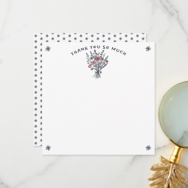 Cartão De Agradecimento Wildflower Bouquet Rustic Whimsical Bridal Shower  (Frente/Verso In Situ)