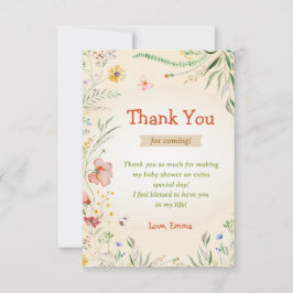 Cartão De Agradecimento Wildflower Bright Happy Chá de fraldas Guest