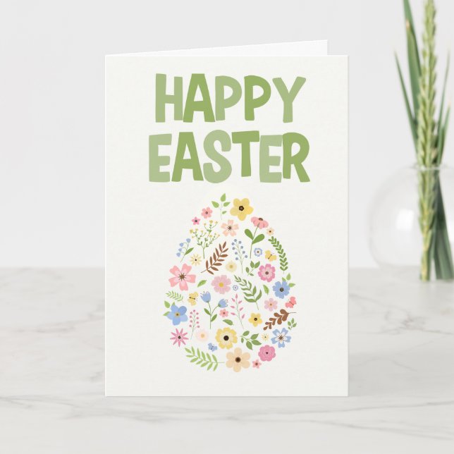 Cartão De Agradecimento Wildflower Easter Egg Pattern Holiday Card (Frente)