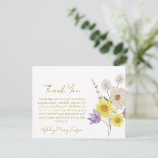 Cartão De Agradecimento Wildflower Funeral Thank You Card Bereavement 
