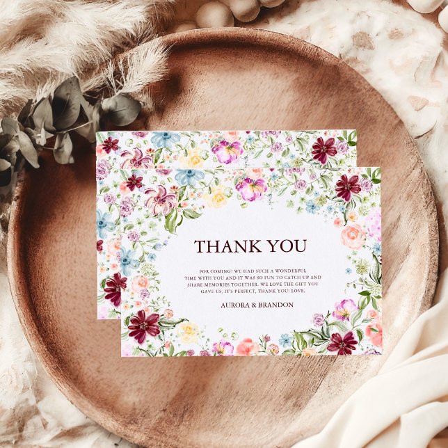 Cartão De Agradecimento Wildflower Garden Floral Wedding Thank You Card (Criador carregado)