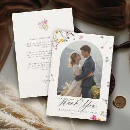 Cartão De Agradecimento Wildflower Grace Modern Watercolor Arch Wedding