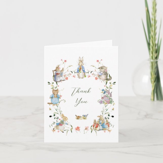 Cartão De Agradecimento Wildflower Peter the Rabbit Birthday (Frente)