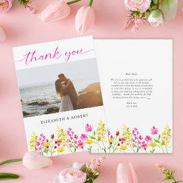 Cartão De Agradecimento Wildflower Wedding Floral Script Elegante Primaver