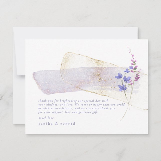 Cartão De Agradecimento Wildflower Wedding Watercolor Obrigado Peri ID954 (Verso)