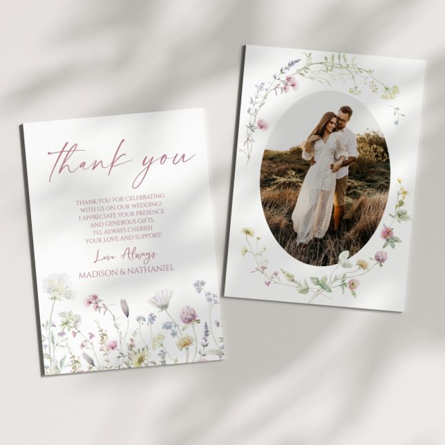 Cartão De Agradecimento Wildflower Wild Flowers Floral Garden Custom Photo (Criador carregado)