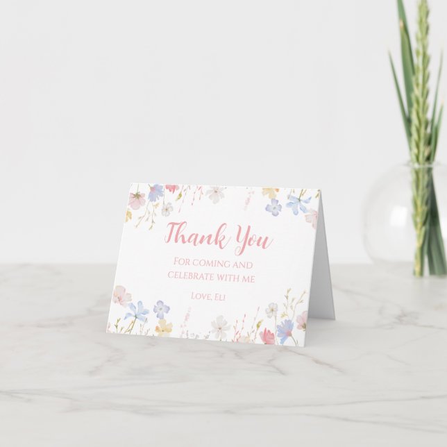 Cartão De Agradecimento WILDFLOWERS Floral spring Thank you card (Frente)