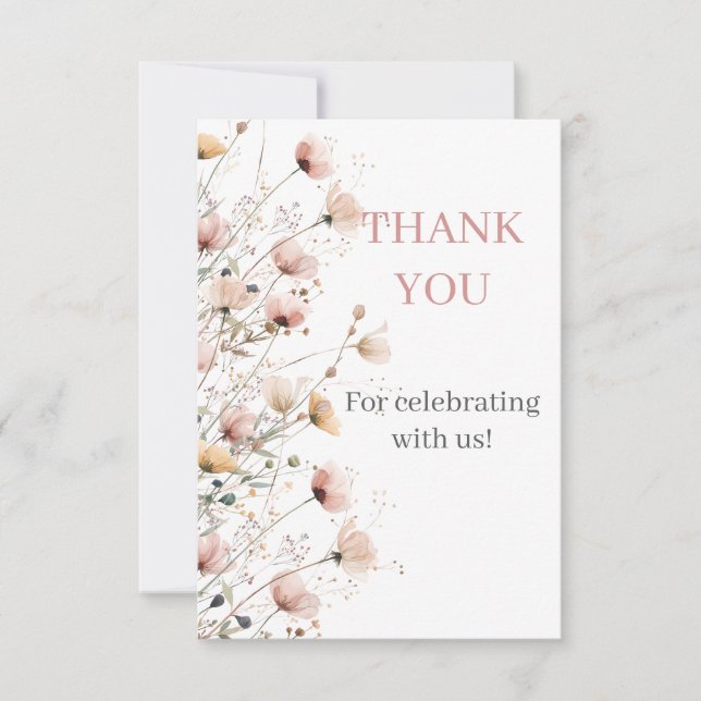 Cartão De Agradecimento wildflowers floral thank you card (Frente)