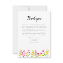 Wildflowers Script Funeral Thank you Watercolor