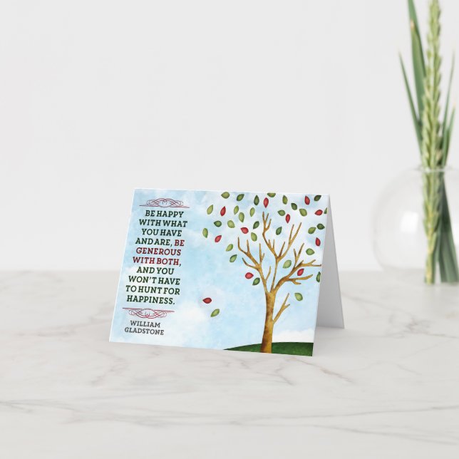Cartão De Agradecimento William Gladstone Inspirational Citação "Felicidad (Frente)