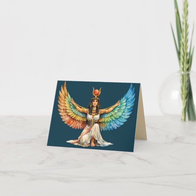 Cartão De Agradecimento Winged Egyptian Goddess Greeting Card Spiritualart (Frente)