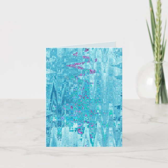 Cartão De Agradecimento Winter blue frost snow &  abstract zig zag trees (Frente)