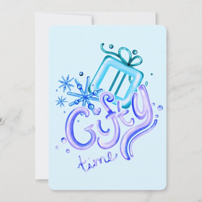Cartão De Agradecimento Winter Blue Purple Thank You Card with Snowflakes  (Frente)