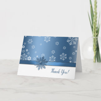 Cartão De Agradecimento Winter Blue & White Snowflake Thank You Cards
