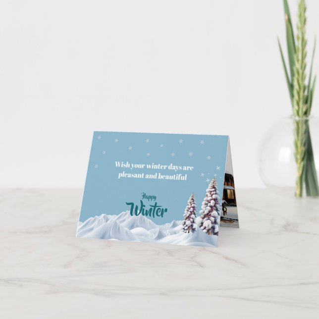 Cartão De Agradecimento Winter Calm & Kind Wishes (Frente)