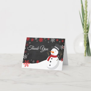 Cartão De Agradecimento Winter Christmas Red Snowman Thank You Card