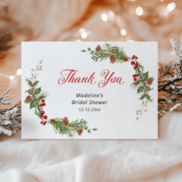 Cartão De Agradecimento Winter Greenery Bridal Shower