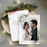 Cartão De Agradecimento Winter Greenery Red Christmas Chic Photo Obrigado<br><div class="desc">Envie sua sincera gratidão com este Cartões de agradecimentos de Foto Romântica de Casamento do Natal de inverno. Apresentando uma bela mistura de elementos de feriado românticos, personalizável modelo de foto de casamento e elegante verde de Natal, este postal é perfeito para casamento no inverno, cartas de agradecimento, casamento de...</div>