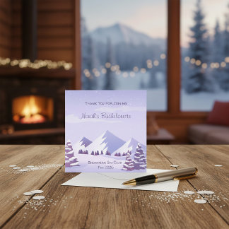 Cartão De Agradecimento Winter Mountain Bachelorette Personalized Square