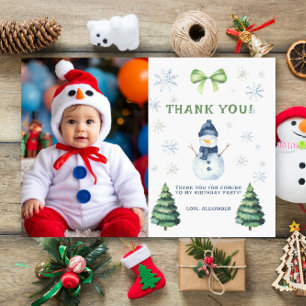 Cartão De Agradecimento Winter Onederland Snowman Aniversário Obrigado