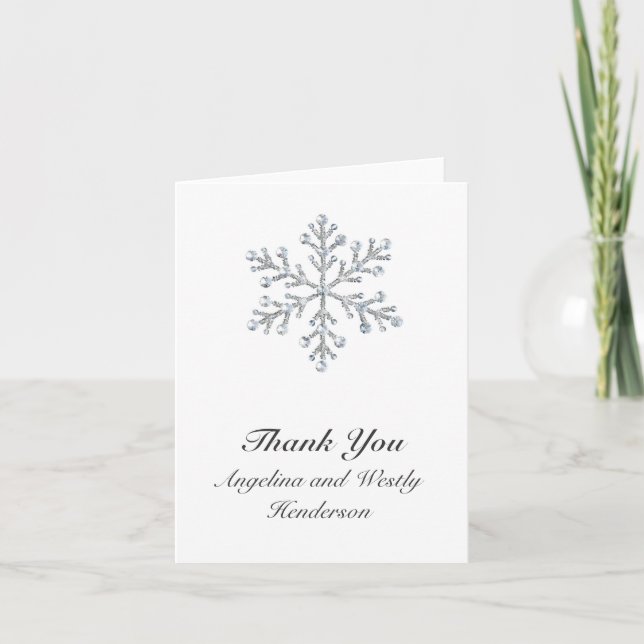 Cartão De Agradecimento Winter Snowflake Thank You Card (Frente)