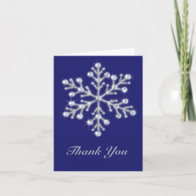 Cartão De Agradecimento Winter Snowflake Thank You Card indigo (Frente)