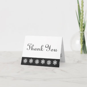 Cartão De Agradecimento Winter Snowflakes in Black Thank You Card