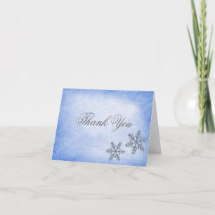 Cartão De Agradecimento Winter Sparkle Snowflakes Blue Thank You