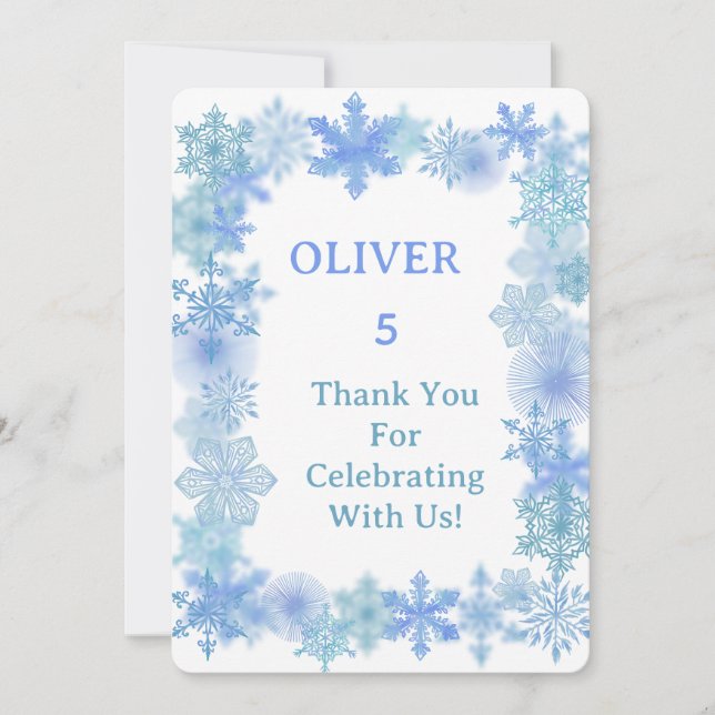 Cartão De Agradecimento Winter Thank You Card, Minimalist Snowflake Thank  (Frente)