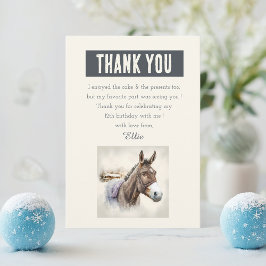 Cartão De Agradecimento Winter vibes Watercolor Donkey - Aniversário
