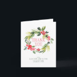 Cartão De Agradecimento Winter Wedding Floral Wreath | Thank You<br><div class="desc">This watercolor wreath features red berries and green leaves. | © and ® Bigstock® - All Rights Reserved.</div>
