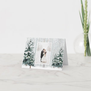 Cartão De Agradecimento Winter Wedding Sparkle Birch Trees Custom Photo