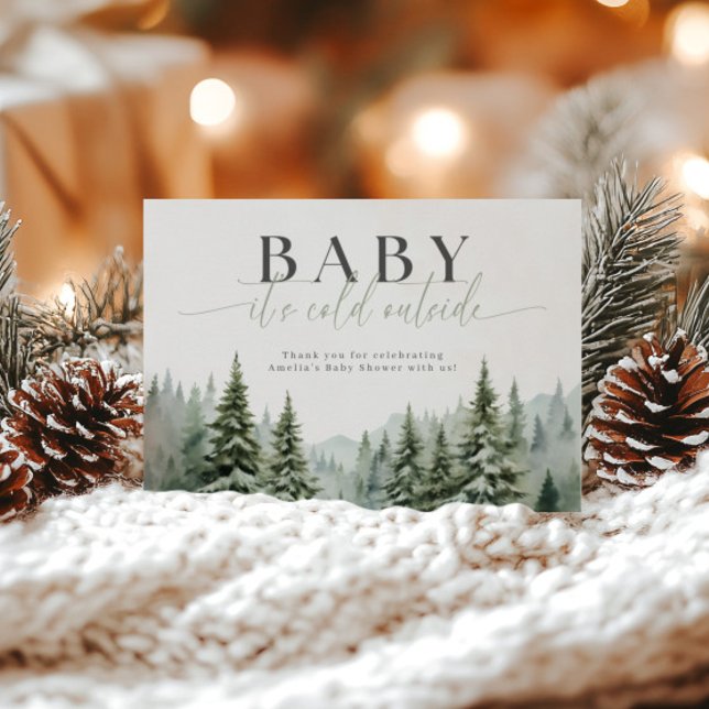 Cartão De Agradecimento Winter Wonderland Baby Shower Thank You Card (Criador carregado)