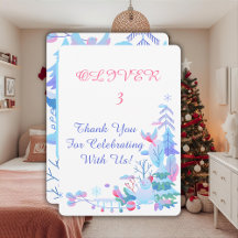 Winter Wonderland Thank You Card, Snowman Forest 