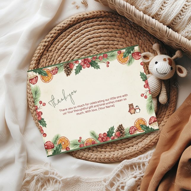 Cartão De Agradecimento Winter Woodland Baby Shower (Criador carregado)