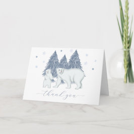 Cartão De Agradecimento Winter Woodland Forest Polar Bear Baby Shower 