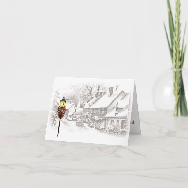 Cartão De Agradecimento Wintery Town Thank You Card (Frente)
