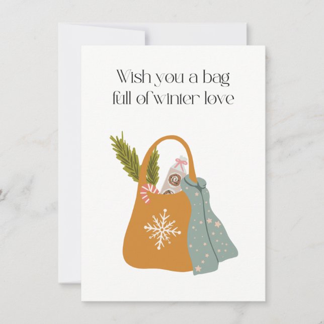Cartão De Agradecimento Wish you a bag full of winter love (Frente)