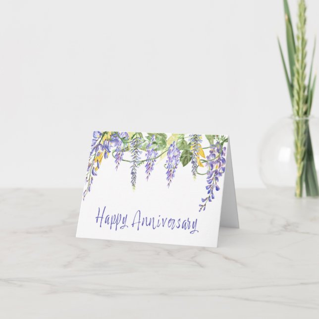 Cartão De Agradecimento Wisteria Blossoms on an Anniversary Card (Frente)