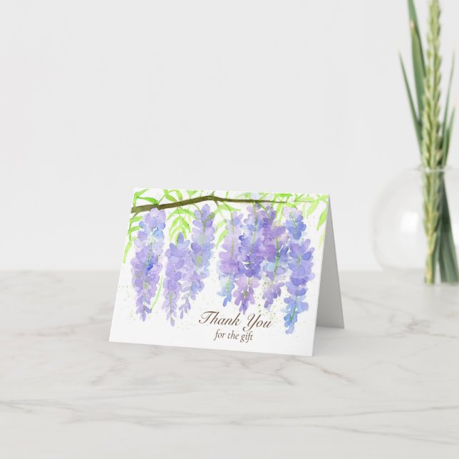 Cartão De Agradecimento Wisteria Flowers Thank You For The Gift Wedding (Frente)