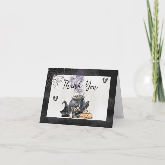 Cartão De Agradecimento Witch Cauldron Baby está criando Chá de fraldas (Frente)